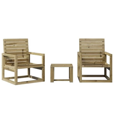 Garden Lounge Set 3 Piece Outdoor Table and Chairs Solid Wood Pine vidaXL