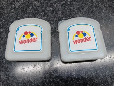 HOSTESS WONDERBREAD SANDWICHERA LONCHERA CONTENEDOR DE PLÁSTICO CON TAPA Lote de 2 Foto 1 de 4