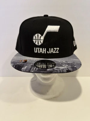 Men's New Era Black Utah Jazz 2022 City Edition Brim 9FIFTY Snapback Hat Cap NEW - Image 1 of 4