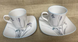 Pair of Sango Quadrille Atrium Iris cup and saucers - Picture 1 of 4