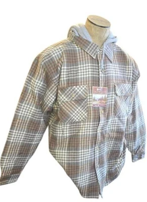 Moose Creek Men's Long Sleeve Quilted Flannel Khaki- NEW! - Image 1 of 4