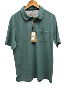 Weatherproof Vintage Polo Shirt L Green Textured NWT Short Sleeve Classic Fit - Picture 1 of 6