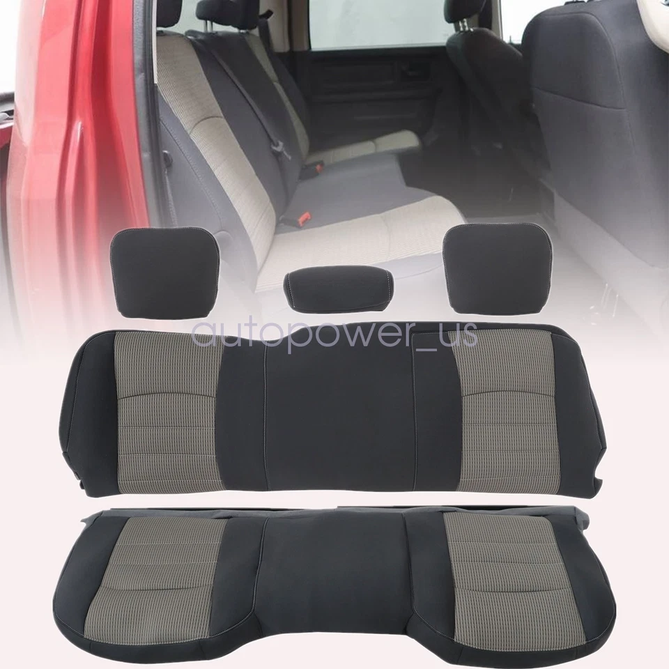 For 2009-12 Dodge Ram Crew Cab 1500 Second Row Rear Cloth Seat Cover Bench Gray Foto 1 de 4
