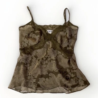 Vintage Vanity Fair Babydoll Cami Top 90s Brown Sheer Chiffon Earthy Fairycore M - Image 1 of 4