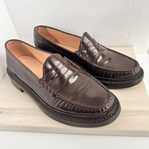 J Crew Penny Loafer Schuhe Rowan Damen Größe 8 Burgunderrot Leder Slipper BK482 - Bild 1 von 14