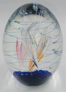 Dynasty Gallery Heirloom Collectible Blue Flower Paperweight Controlled Bubble - Bild 1 von 6