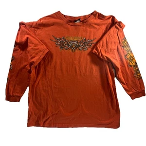 Vintage Harley-Davidson 2XL Langarm Tribal Flames Shirt USA Made Orange - Bild 1 von 8