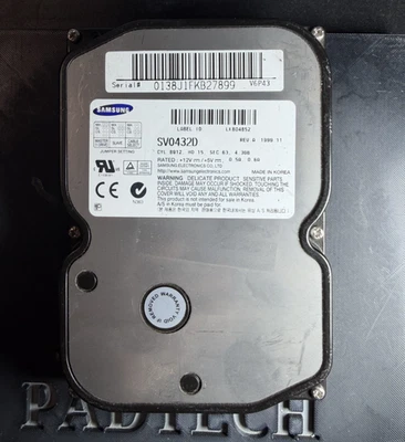 Disco duro Samsung SV0432D 4,3 GB 3,5" 5400 RPM IDE Foto 1 de 4