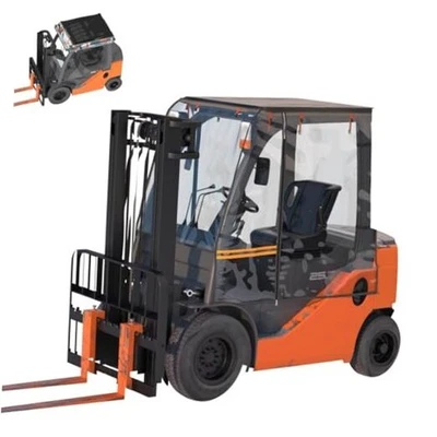 Forklift Cover for Rain Up to 6000LB,,Can Be Rolled Up Black Vinyl Canopy+EVA Foto 1 de 4