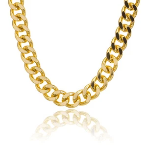 Men's Gold Plated 18 mm Large Cuban Chain Necklace ALM005 18" 20" 24" 30" 36" - Picture 1 of 7