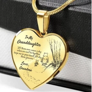 To My Granddaughter Herz Gold Halskette mit Winnie Puuh von Oma - Bild 1 von 1