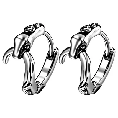 Pendientes con bisagras Huggie de aro de acero inoxidable serpiente gótica para hombre y mujer 2 un. Foto 1 de 4