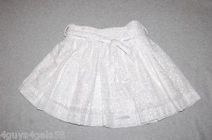 Girls FRILLY WHITE COWGIRL SKIRT Floral Stitching BELT LOOPS Wide Elast Waist LG - Picture 1 of 2