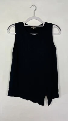 Lilla P Womens Blouse Top Sleeveless Fray Split Hem Black Size Small Cotton - Image 1 of 4