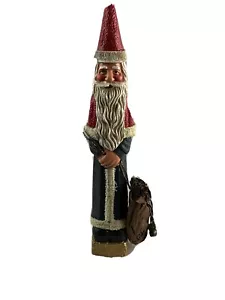Thin resin Santa Claus Figurine Christmas Decoration Holding Bag 17” - Picture 1 of 7