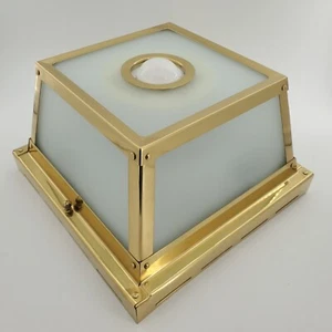 Portfolio Brass Frosted Glass Motion Sensing Outdoor Ceiling Fixture PN 23617 - Picture 1 of 10