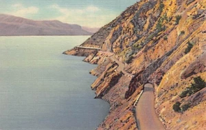 Postal POR QUÉ: Lake Shore Drive, Shoshone Lake, Yellowstone NP, Wyoming, lino - Imagen 1 de 2