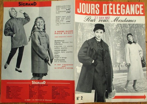 VETEMENTS Catalogo Commercio Moda Francese 1957 Cappotti Invernali Jours d'Elegance Abbigliamento
