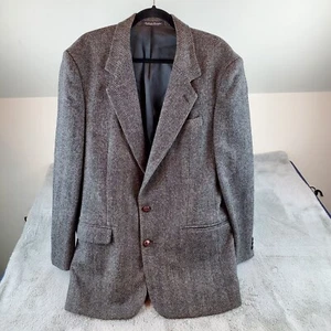 Todays Man Sport Coat 43 L Gray Herringbone 100% Wool Brookcraft Jacket Blazer - Picture 1 of 9