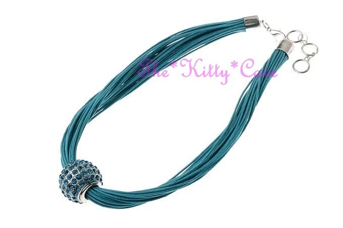 Colour Pop Multi Corded Slider Ball Pendant Collar Necklace w Swarovski Crystals - Image 1 of 1