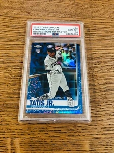 Fernando Tatis Jr. Topps 2019 actualización cromada refractor azul RC 145/150 - PSA 10 - Imagen 1 de 2