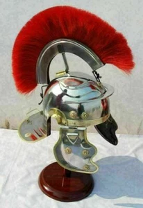 Roman Imperial Gallic Centurion Helmet Italic Red Plume 18ga Steel General, Larp - Picture 1 of 2