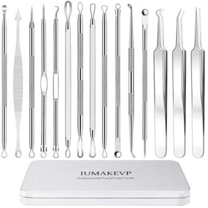 Pimple Popper Tool Kit 15 PCS Professional Stainless Steel Blackhead Remover - Picture 1 of 13