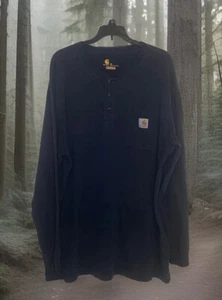 NR NEUWERTIG CARHARTT 2XL BLAU HENLY LANGARM HEMD MIT FRONTTASCHE HERREN - Bild 1 von 5