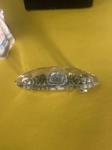 Vtg Blue Rose Resin Flower Engraved 2.5” Hair Clip - Picture 1 of 4