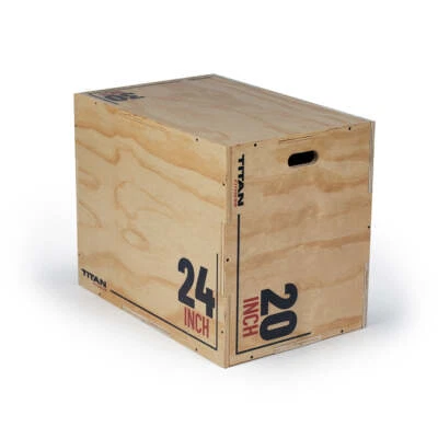 Caja pliométrica de madera Titan Fitness, 20 pulgadas 24 pulgadas 30 pulgadas, caja Plyo Pro-Duty Foto 1 de 4