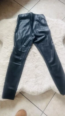Zara  Faux Black Leather Pants Side Zip Womens Size L - Image 1 of 4