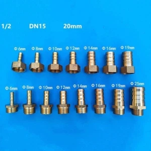 5er Pack Messing Widerhaken x Außen/Innen Rohr Gewinde Adapter Schlauch Endstück Verbinder Langlebig - Bild 1 von 7