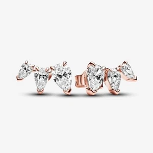 New Genuine Authentic Pandora Rose Gold Sparkling Pear Stud Earrings 282836C01 - Picture 1 of 4