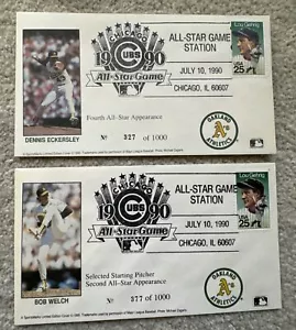 1990 Chicago Cubs All Star Game 1st Day Cover Dennis Eckersley Bob Welch - Picture 1 of 1