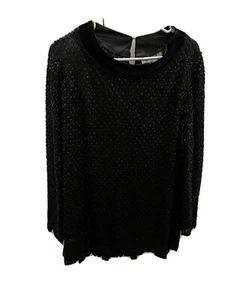 Vintage Niteline by Della Roufogali Black Beaded Tunic - Picture 1 of 8