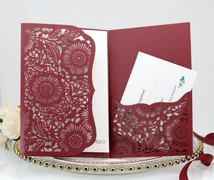 100 Purple High Grade Laser Cut Wedding Five-star hotel Business Invitation Card - Picture 1 of 33