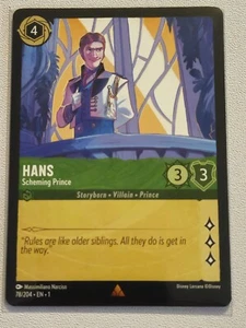 Lorcana Hans - Scheming Prince - 78/204 - Rare, Near Mint The First Chapter - Picture 1 of 10
