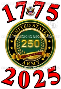 U.S. Army 250th Anniversary 1775-2025 United States of America T-Shirts Sm-2XL - Picture 1 of 9
