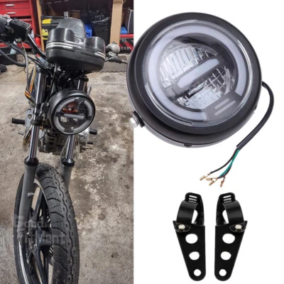 Faro LED para motocicleta luz de haz alto/bajo con soportes para Kawasaki Vulcan Foto 1 de 4