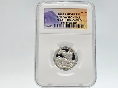 2010-S SILVER NGC PF70 ULTRA CAMEO "Yellowstone N.P." Washington Quarter 90-180 - Image 1 of 4