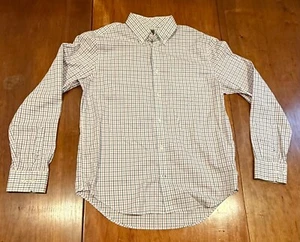 GAP Dress Shirt Mens Size L Original Slim Non-Iron Button Up Pink Navy Plaid - Picture 1 of 8