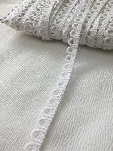 Ivory Bridal Lace Loop Trim - Corset Crochet Button Braid Cord NON STRETCH - Picture 1 of 5