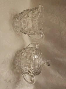 Vintage Fostoria Glassware American Sugar Bowl With Lid And Cream Pitcher - Picture 1 of 8