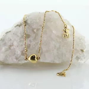 14K Gelbgold Herz und Bär Fußkettchen ca. 2000 - Bild 1 von 2