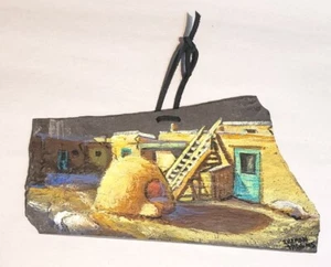Slate Painting Pueblo Southwestern Sharon Higgins artist signed Wall Picture - Picture 1 of 6