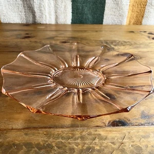 Vintage Moser Czech Art Deco Pink Glass Decorative Plate - Picture 1 of 12
