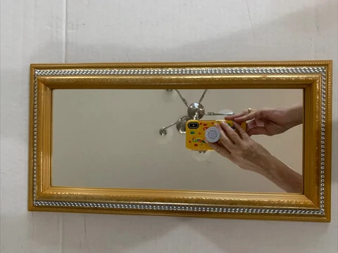 Mirror Entry Bath Accent Mirror Gold Gilt Frame Silver faux Rhinestone Trim 16x9 Cover