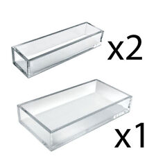 Azar Displays Deluxe 3 Piece Clear Acrylic Tray Set, Two Narrow Rectangle...