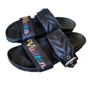 Louis Vuitton Kalbsleder New Wave Bom Dia Pantolette Sandalen Schwarz 37 - Bild 1 von 18