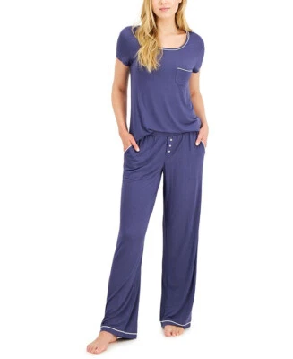 Conjunto de pijama Alfani ultra suave azul denim medianoche XS Foto 1 de 2